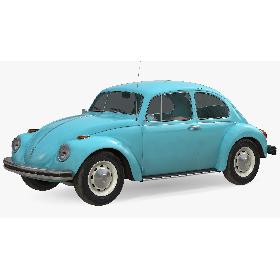 3D Volkswagen Beetle 1966 Simple Interior Blue